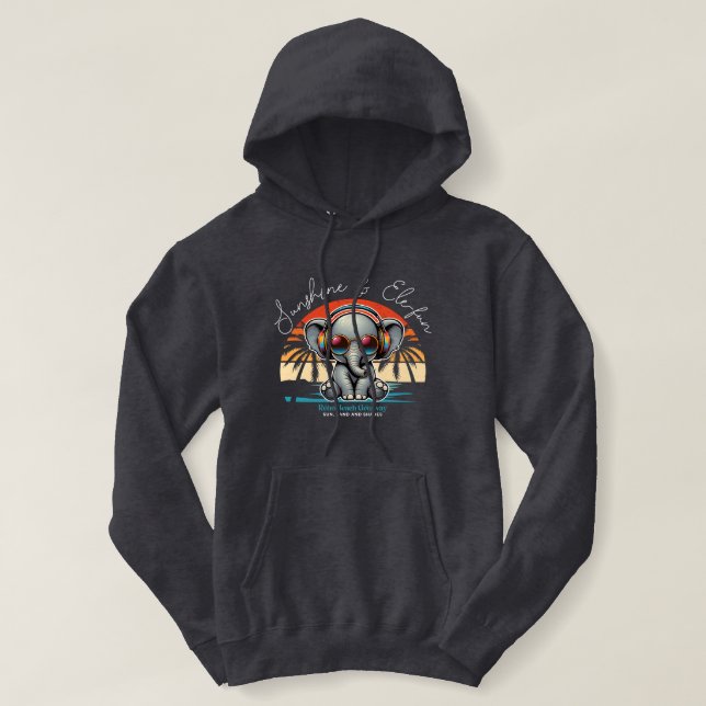 Pull À Capuche Spring Sunshine and Ele-fun Retro Beach Getaway (Design devant)