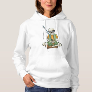 Pull À Capuche Squelette à la pêche avec canne à pêche