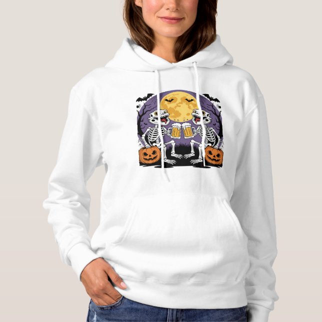 Pull À Capuche Squelette Lizards Halloween Bière Cheveux (Devant)
