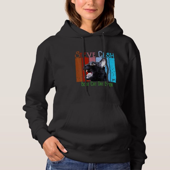 Pull À Capuche Steve Cash Meilleur Chat Papa Jamais (Devant)
