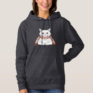 Pull À Capuche Sudadera Festiva con Encantador Gato Navideño