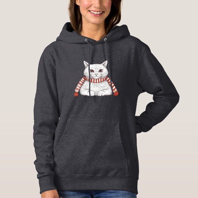 Pull À Capuche Sudadera Festiva con Encantador Gato Navideño (Devant)