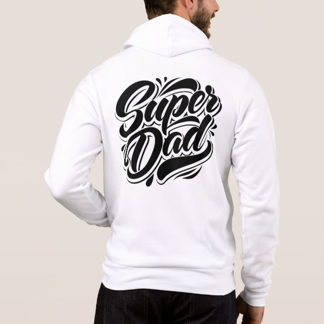 Pull À Capuche Super Papa Héros Typographie Design-67888 (Dos)