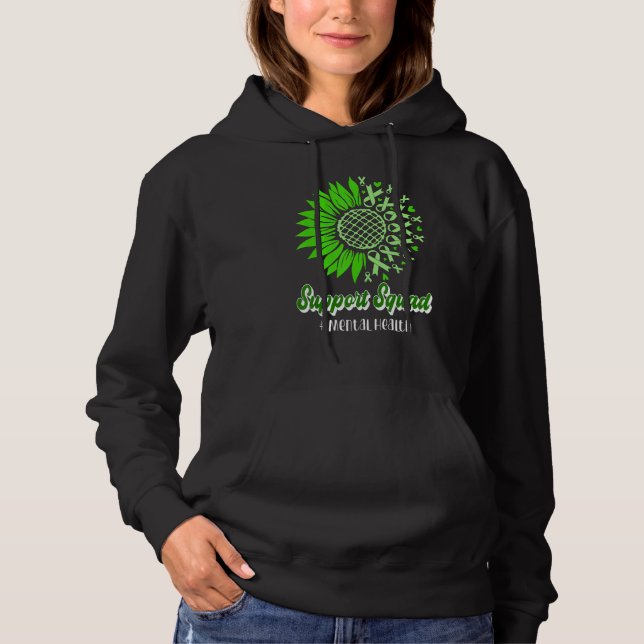 Pull À Capuche Support Squad Mental Health Awareness Green Ribbon (Devant)