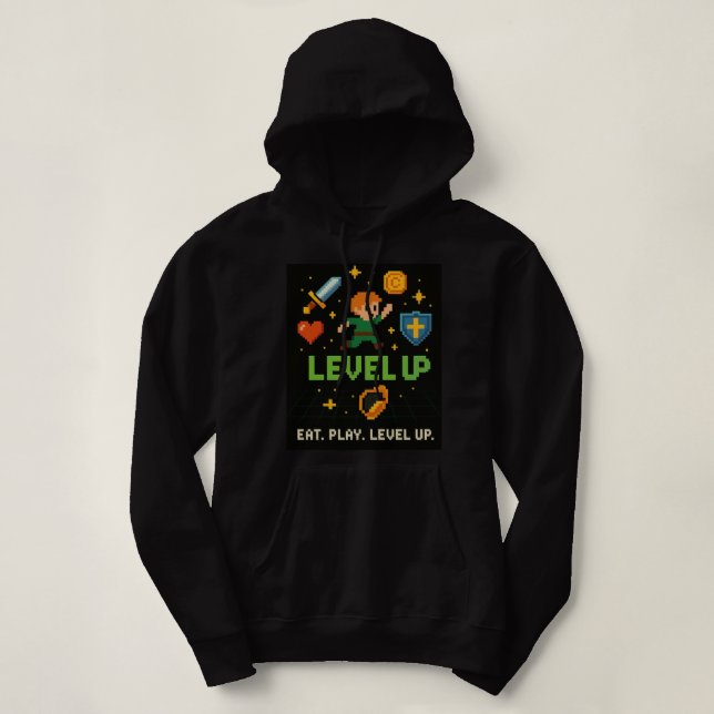 Pull À Capuche Survêtement pour femmes Level Up Gamer – Style Pix (Design devant)