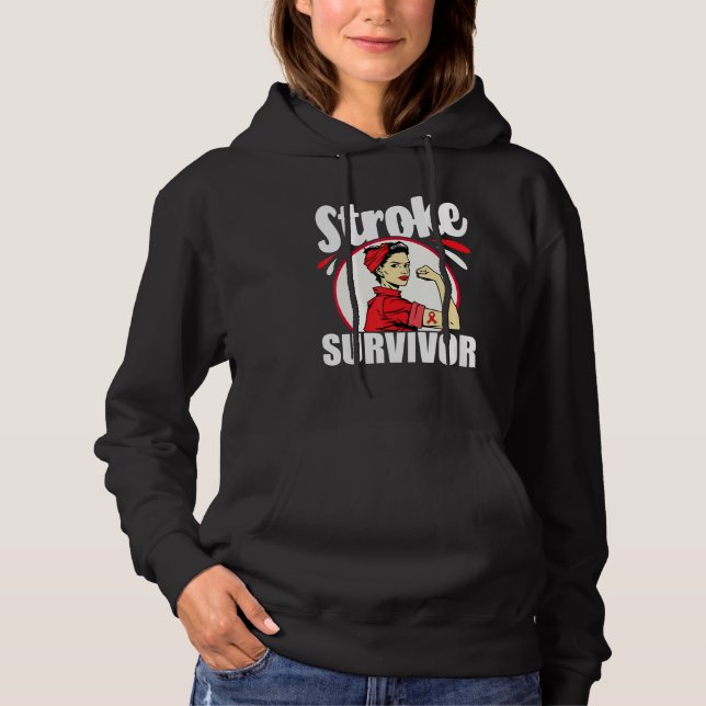 Pull À Capuche Survivant d'AVC Sensibilisation à l'AVC Ruban Roug (Devant)