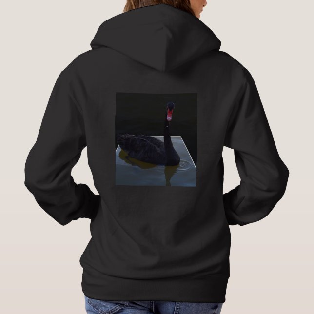 Pull À Capuche Swan Noir Nageant Dans Un Étang Dimensionnel, (Dos)