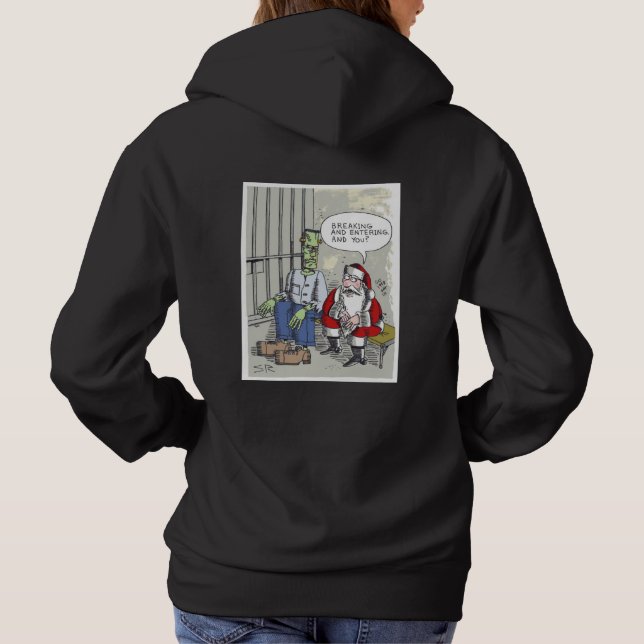 Pull À Capuche Sweat-shirt à capuche noir pour femmes Santa In Ja (Dos)