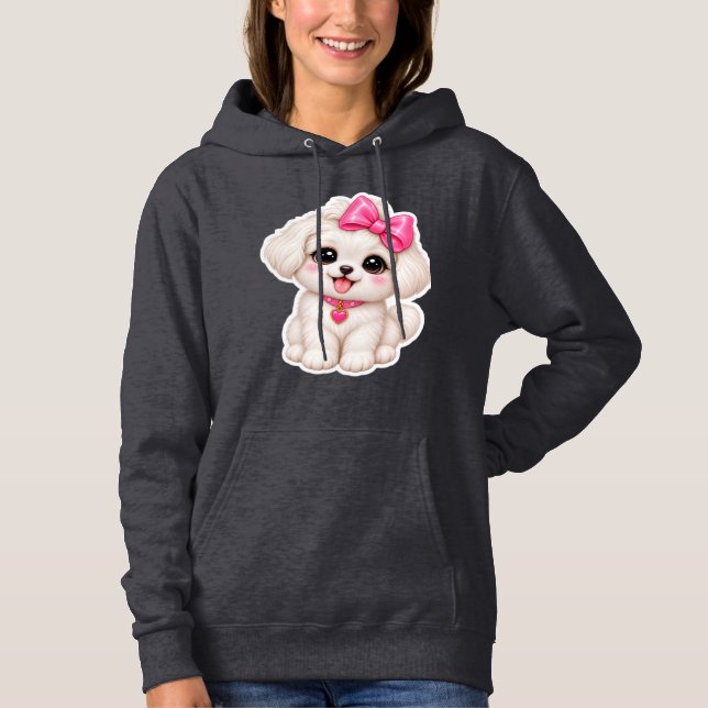 Pull À Capuche Sweat-shirt à capuche pour femme avec un chiot mig (Devant)
