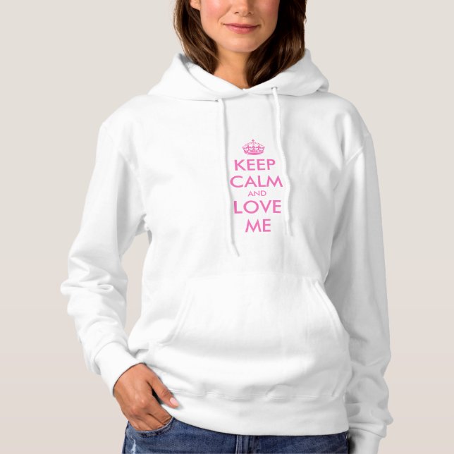 Pull À Capuche Sweat-shirt Keep calm avec texte rose | Personnali (Devant)