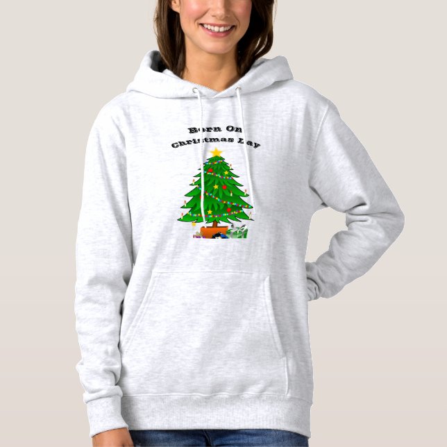 Pull À Capuche Sweat-shirt unisexe "Né le jour de Noël" – Modèle  (Devant)