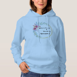 Pull À Capuche Sweatshirt à capuche bleu avec fleurs "Croyez en v