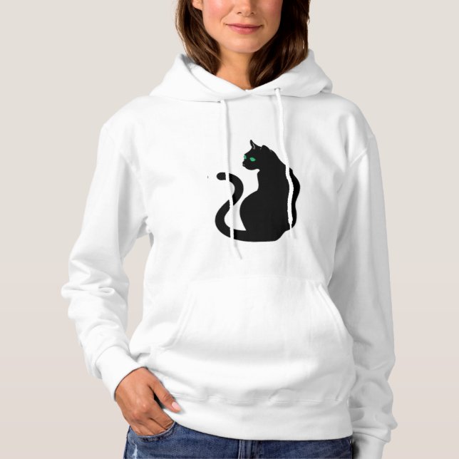 Pull À Capuche Sweatshirt à capuchon pour femmes d'Halloween/Chat (Devant)
