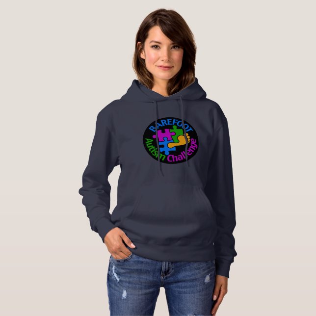Pull À Capuche Sweatshirt aux pieds nus de défi de l'autisme des (Devant entier)