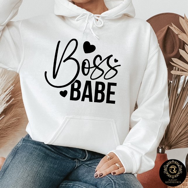 Pull À Capuche Sweatshirt Casual Quotidien – Boss Babe  (Créateur téléchargé)