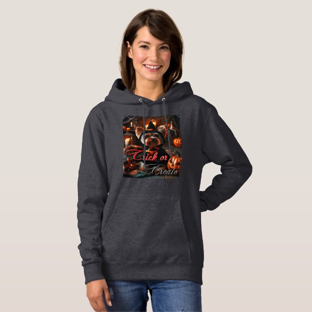 Pull À Capuche Sweatshirt féminine avec une copie d'un Yorkshire  (Devant entier)