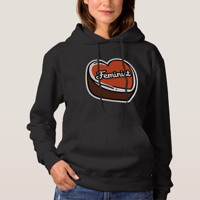 Pull À Capuche Sweatshirt Féministe à Cœurs de Bonbons (Devant)