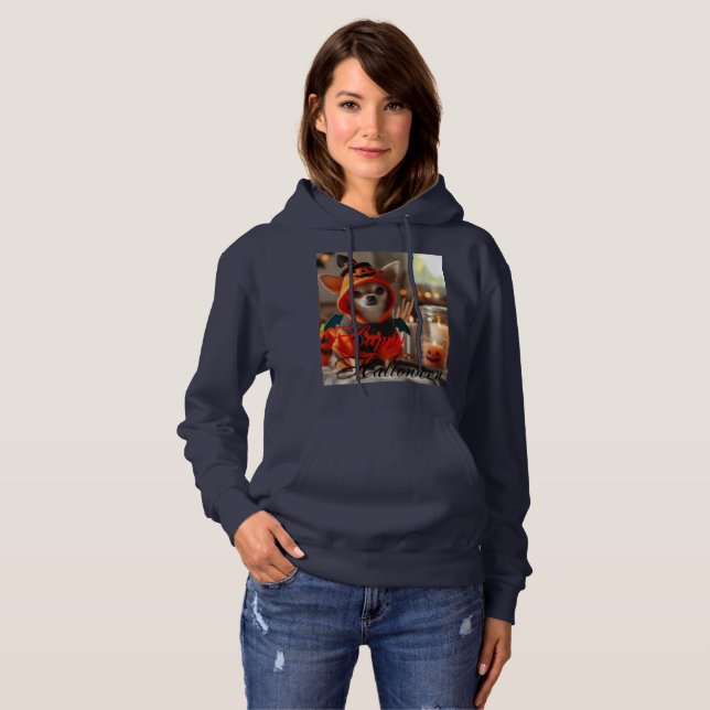 Pull À Capuche Sweatshirt femme avec imprimé Chihuahua dans une p (Devant entier)