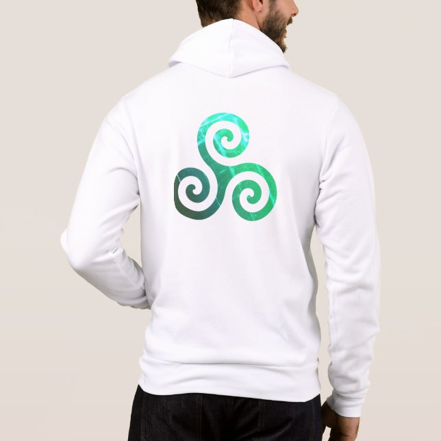 Pull À Capuche Symbole celtique antique Emerald Triskele Blanc (Dos)
