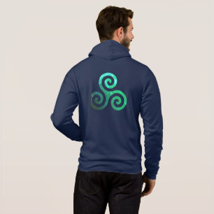 Pull À Capuche Symbole celtique antique Emerald Triskele Marine B