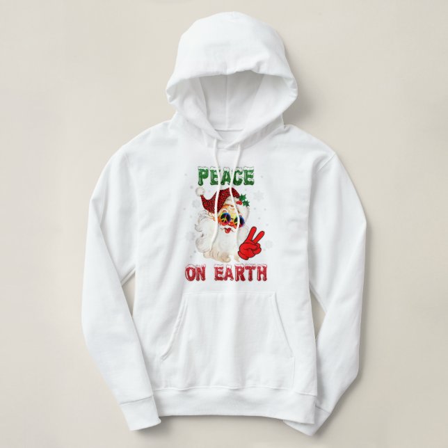 Pull À Capuche SYMBOLE DE LA PAIX Joyeux Noël Chapeau de Noël (Design devant)