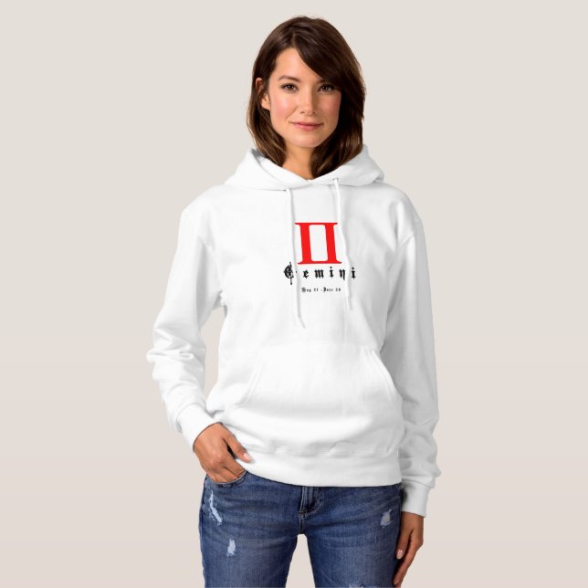 Pull À Capuche Symbole du zodiaque de Gemini (Devant entier)