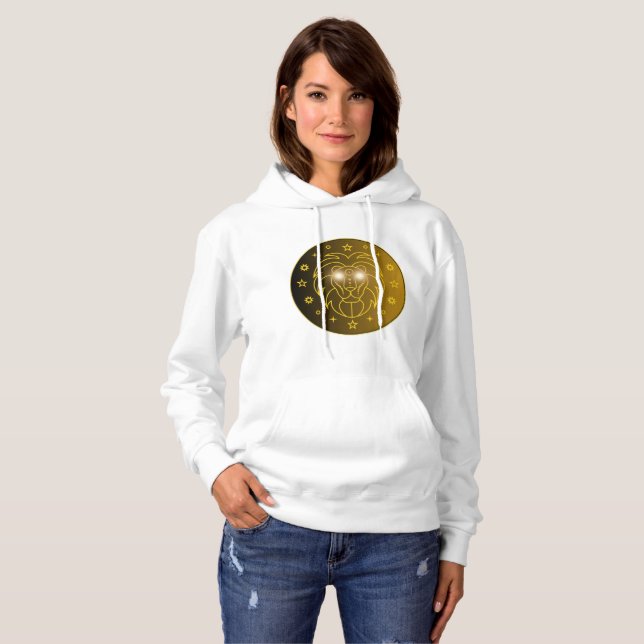 Pull À Capuche Symbole du zodiaque Lion | Symbole céleste minimal (Devant entier)