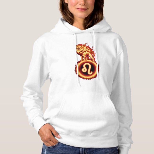 Pull À Capuche Symbole Lion d'incendie - signe Léon Zodiaque (Devant)