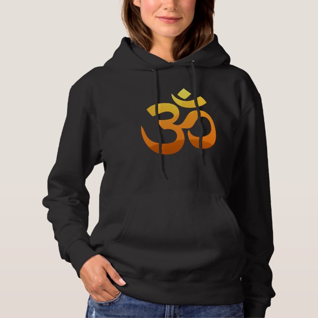 Pull À Capuche Symbole Om de Yoga double face personnalisé Gold S (Devant)