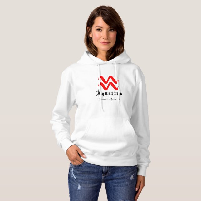 Pull À Capuche Symbole zodiaque Aquarius (Devant entier)