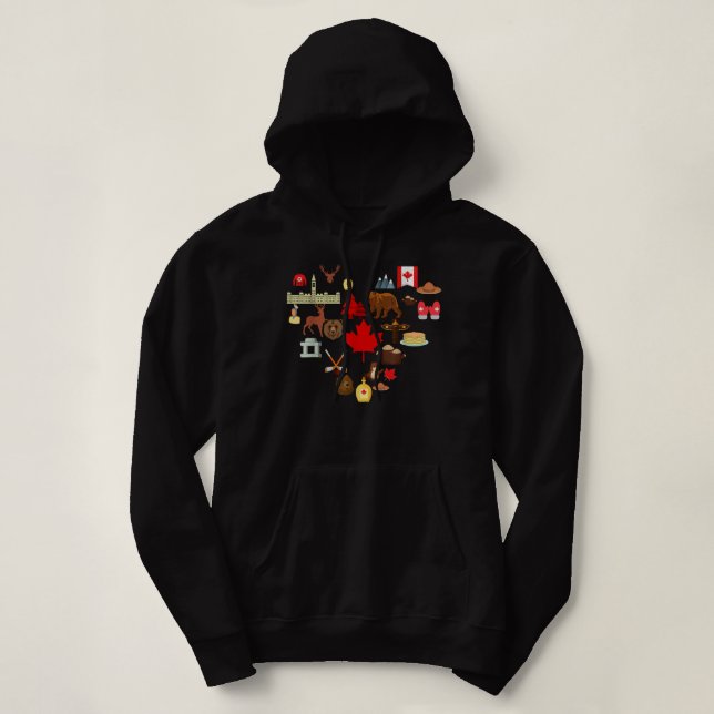 Pull À Capuche Symboles canadiens Drapeau canadien Feuille d'érab (Design devant)
