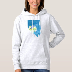 Pull À Capuche Symboles de la forme de l'état des oiseaux bleus d