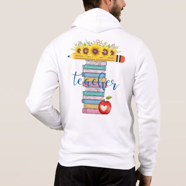 Pull À Capuche T est pour enseignant Floral Pencil Livres personn (Dos)