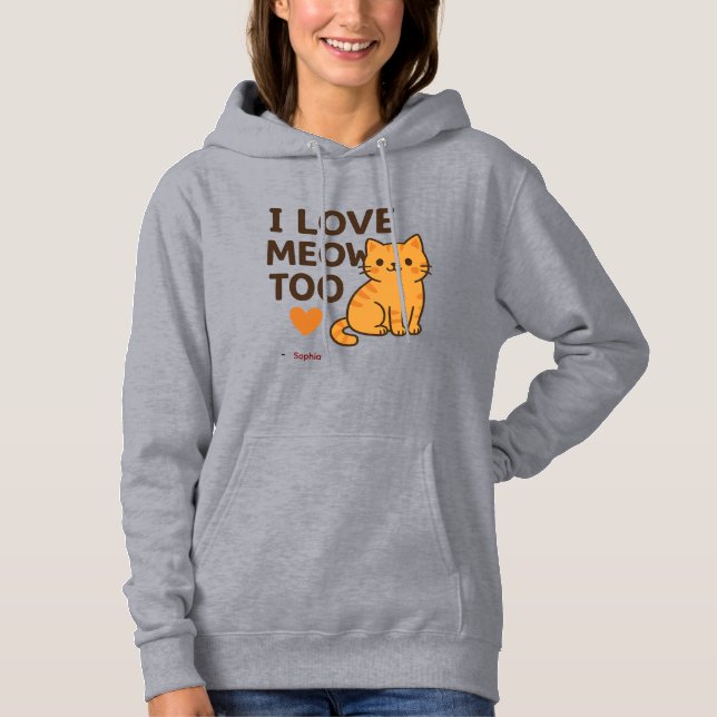Pull À Capuche T-shirt à capuche pour chat mignon J'AIME AUSSI MI (Devant)