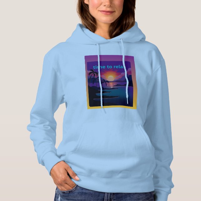 Pull À Capuche T-shirt à capuche pour femmes ambiance palmiers tr (Devant)