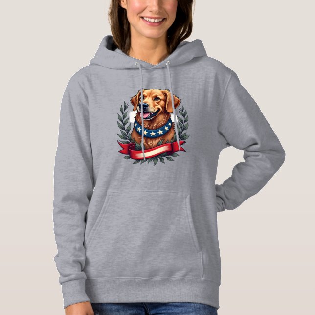 Pull À Capuche T-shirt artistique américain avec Golden Retriever (Devant)