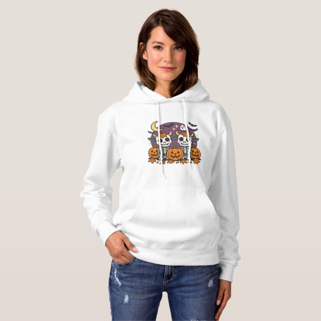 Pull À Capuche T-shirt avec des vaches squelettes effrayantes et  (Devant entier)