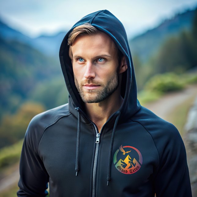 Pull À Capuche T-shirt de randonnée Retro Grand Teton (Créateur téléchargé)