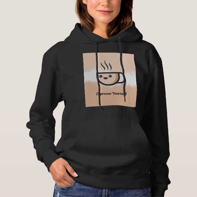 Pull À Capuche T-shirt drôle de jeu de mots sur le café (Devant)