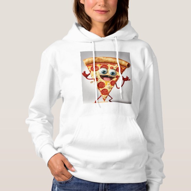 Pull À Capuche T-shirt drôle tranche de pizza - Anthropomorphe mi (Devant)