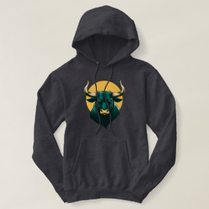 Pull À Capuche T-shirt graphique à tête de taureau majestueuse –