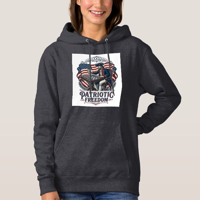 Pull À Capuche T-shirt graphique vectoriel joueur d'échecs patrio (Devant)