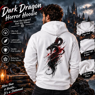 Pull À Capuche T-Shirt Horreur Dark Dragon – Dragon Rouge et Noir