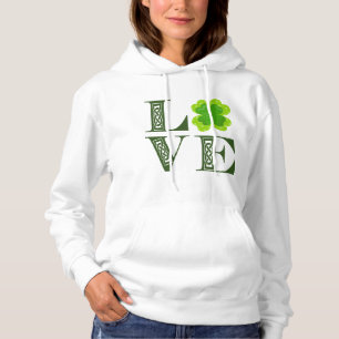 Pull À Capuche T-Shirt LOVE Trèfle Vert Irlandais Nœud Celtique