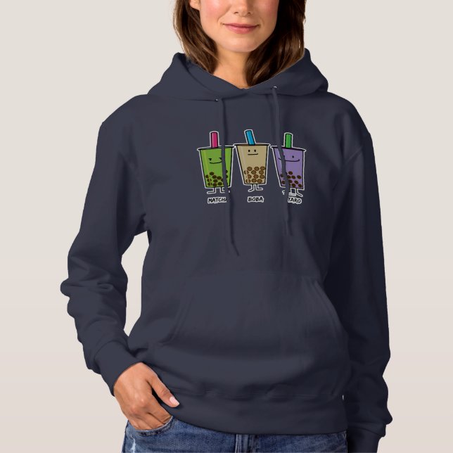 Pull À Capuche Tapioca de taro de lait de boissons de vert de thé (Devant)