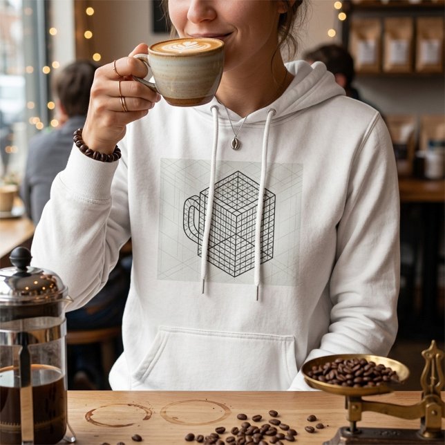 Pull À Capuche Tasse de café géométrique Art de grille isométriqu (Créateur téléchargé)