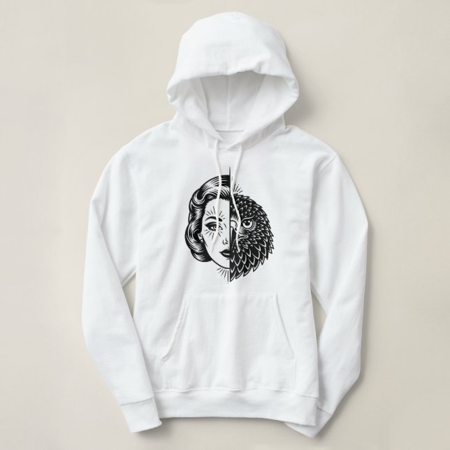 Pull À Capuche Tatouage flash Faucon Femme (Design devant)