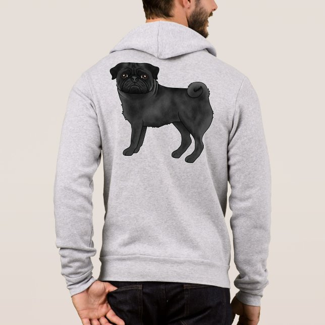 Pull À Capuche Tatouille de Pug noir pour propriétaire ou amateur (Dos)