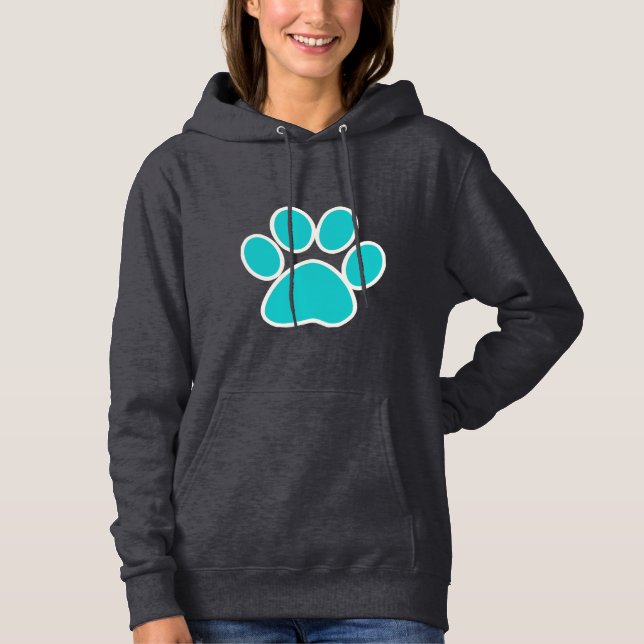 Pull À Capuche Teal Paw Print (Devant)