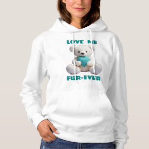Pull À Capuche Teddy Bear Accrocher Turquoise Coeur Saint Valenti